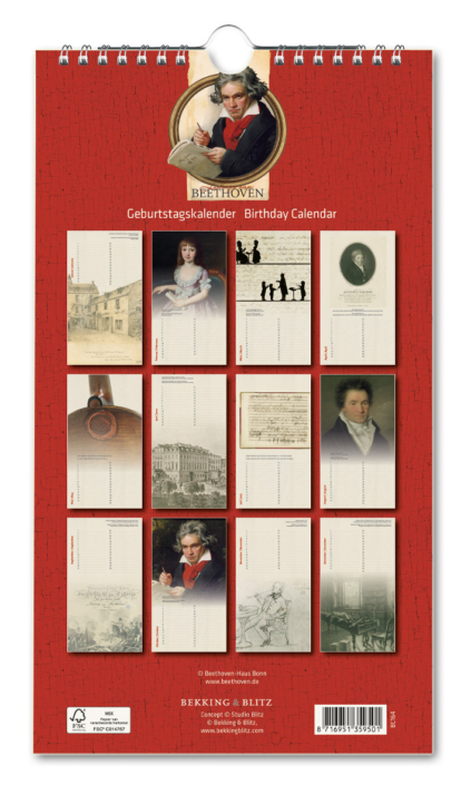 Birthday calendar: Ludwig van Beethoven, Beethoven-Haus Bonn