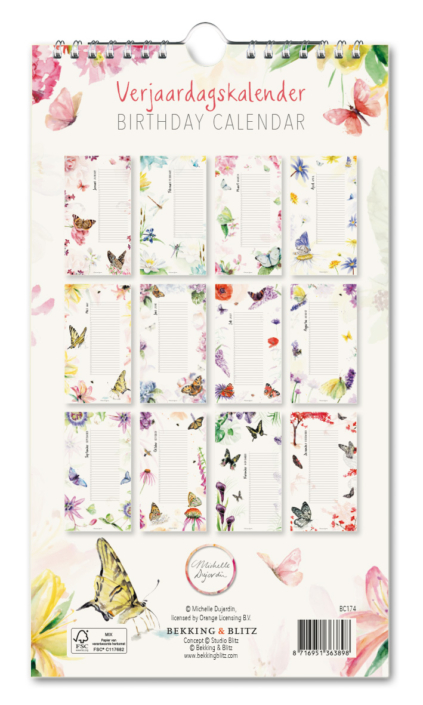 Birthday calendar: Butterfly Blossoms, Michelle Dujardin