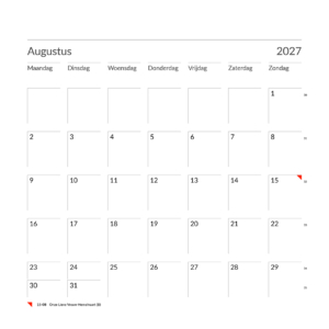 Blanco montly calendar 2027