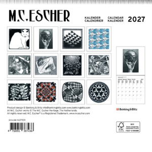 M.C. Escher mini monthly calender 2027