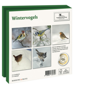 Card folder with env, Square: Wintervogels, Vogelbescherming Nederland