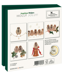 Card folder with env, Square: Holly Jolly, Angelique Weijers, Vogelbescherming Nederland