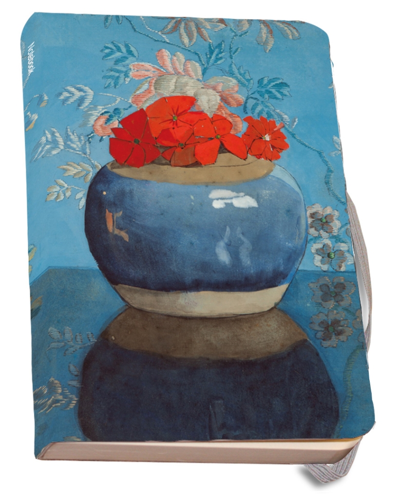 Notebook A5 softcover: Rode geraniums in een blauwe pot, Voerman, de Fundatie