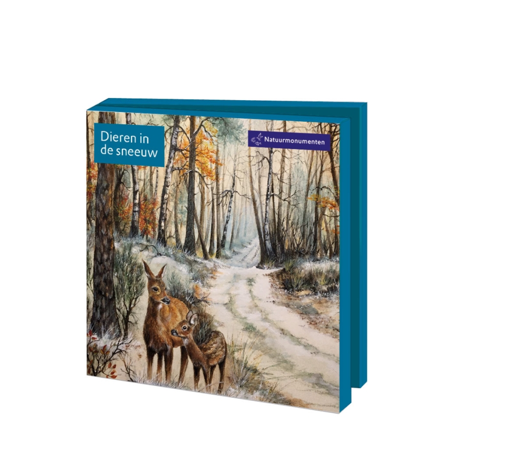 Card folder with env. Square: Dieren in de sneeuw, Natuurmonumenten