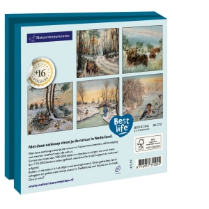 Card folder with env. Square: Dieren in de sneeuw, Natuurmonumenten