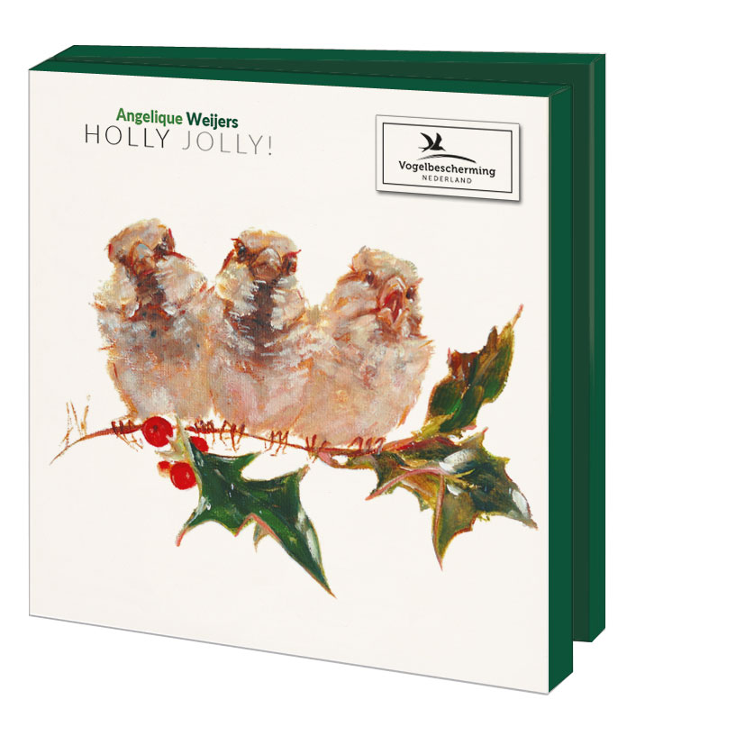 Card folder with env, Square: Holly Jolly, Angelique Weijers, Vogelbescherming Nederland