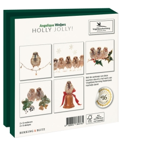Card folder with env, Square: Holly Jolly, Angelique Weijers, Vogelbescherming Nederland