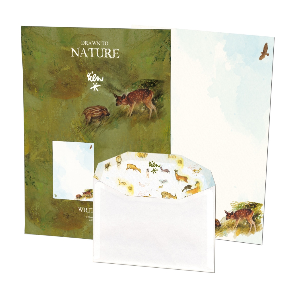 Writing paper with envelopes: Drawn to Nature, Rien Poortvliet